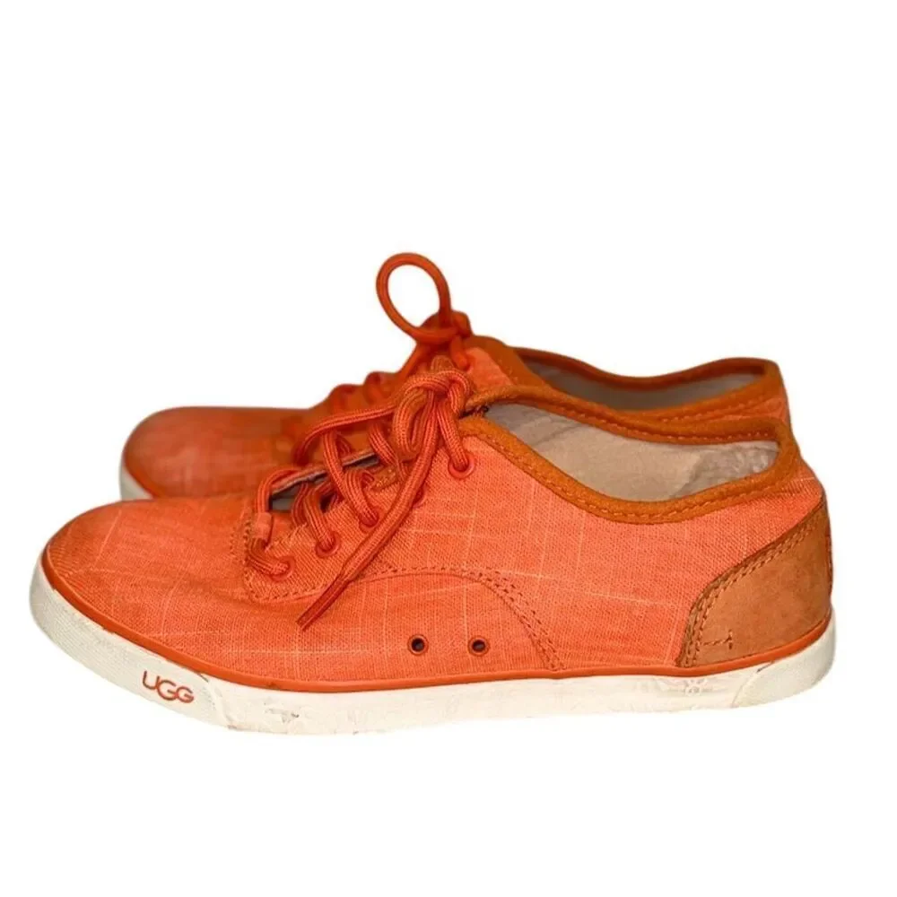 UGG Women's Hally Orange Canvas Sneaker Size 6.5